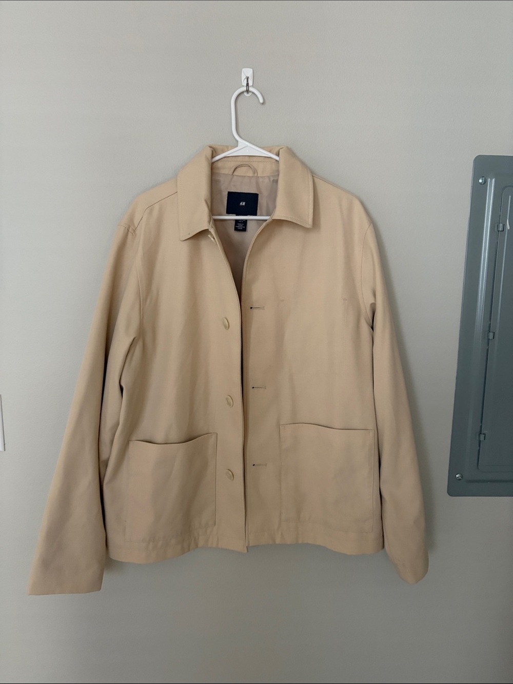 H&M Light Beige Button-Front Trench Jacket